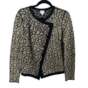 Armani Collezioni Leopard Jacquard Cardigan 8 Italian Y2K Designer Luxury Knit
